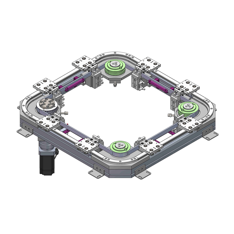 环形导轨循环线8工位8定位矩形型材同步带运送线模子