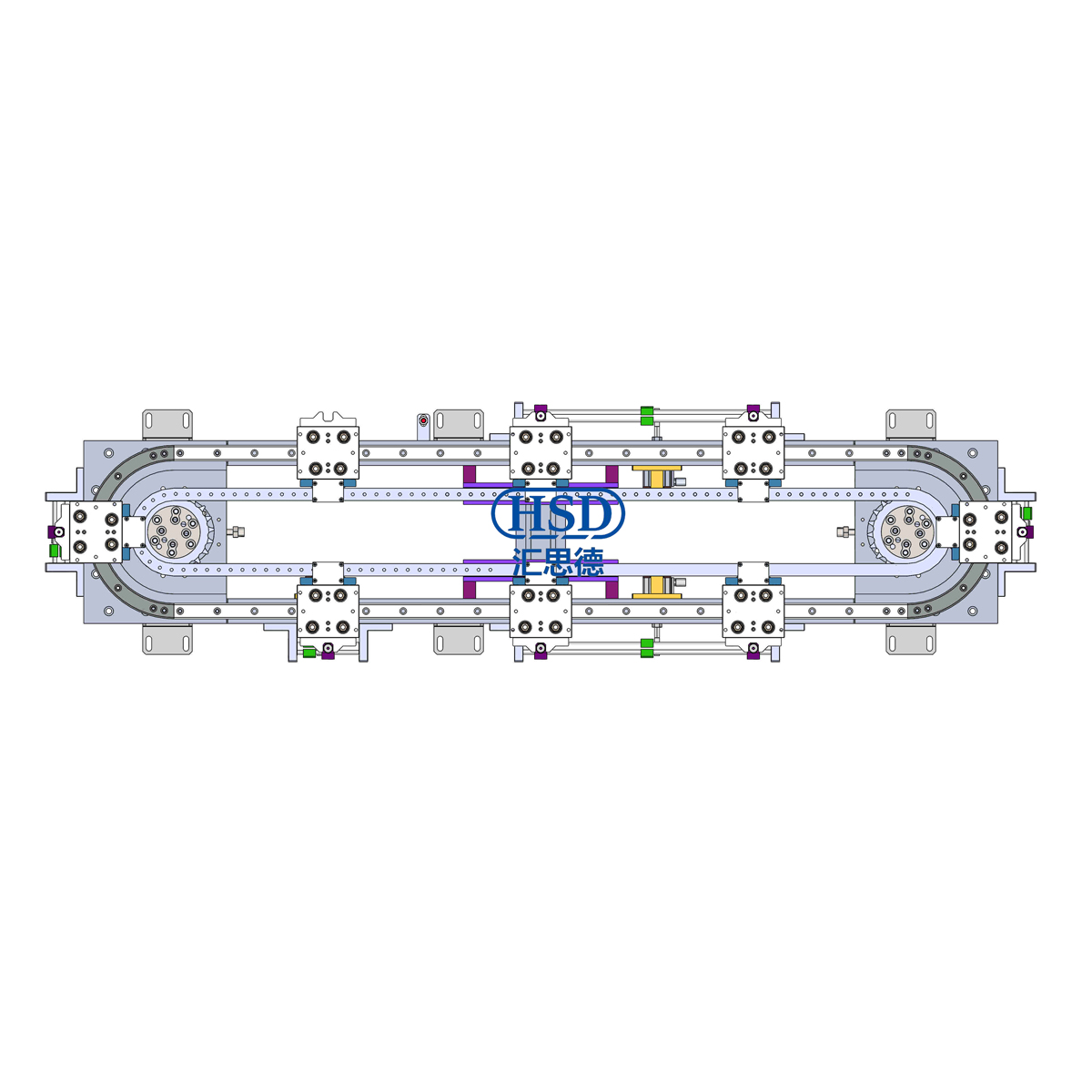 6工位椭圆型材链条环形导轨运送线