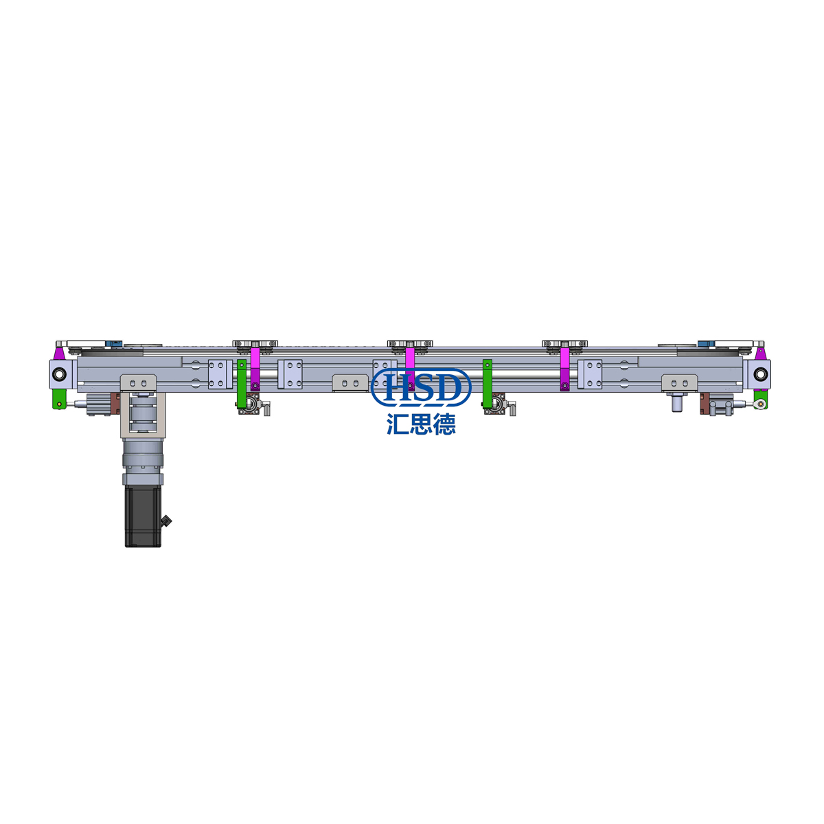 6工位椭圆型材链条环形导轨运送线侧视图