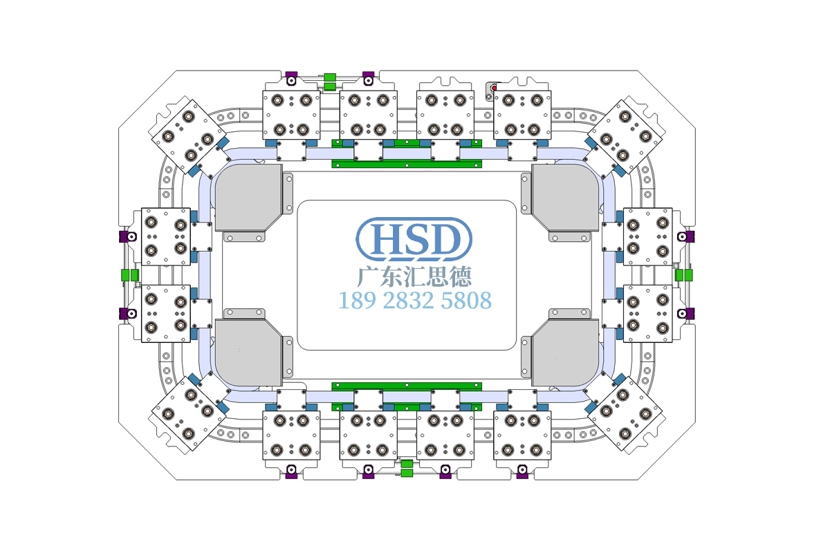 环形导轨运送线16工位12定位矩形底板链条循环线模子(图3)